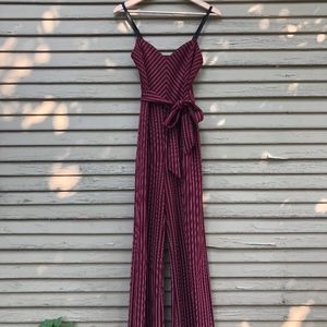 Nikka Maroon Striped Jumpsuit